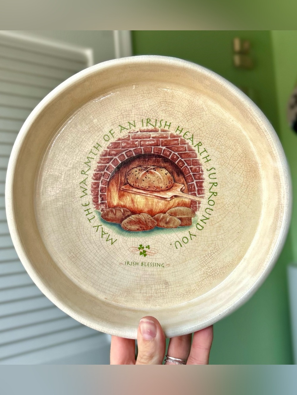 Vintage Ceramic Irish Blessing Baked Bread Theme with Celtic Weave Outer Edges